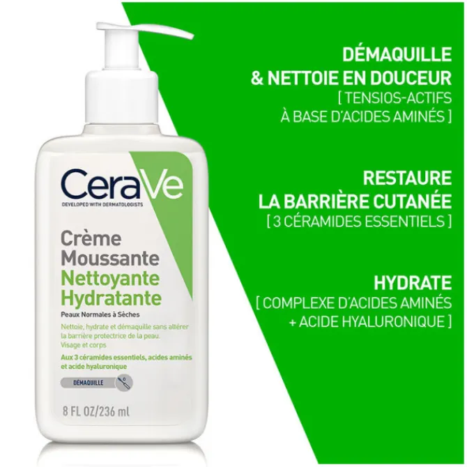 CeraVe Démaquillants & Nettoyants|Démaquillant & Nettoyant>Crème Moussante Nettoyante Hydratante